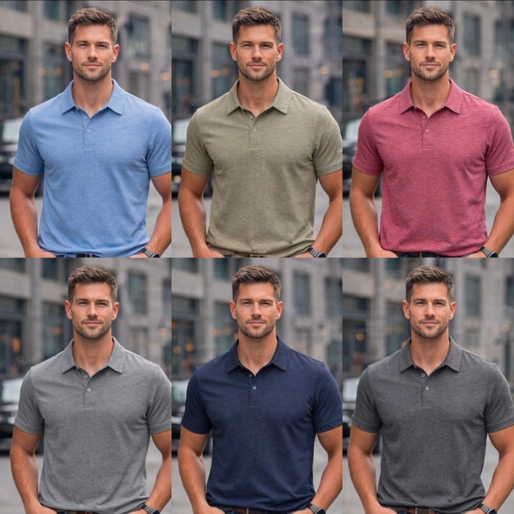 True Classic Mens Polo Shirts Bundle 6 Pack XL Short Sleeve Cotton Blend Multi